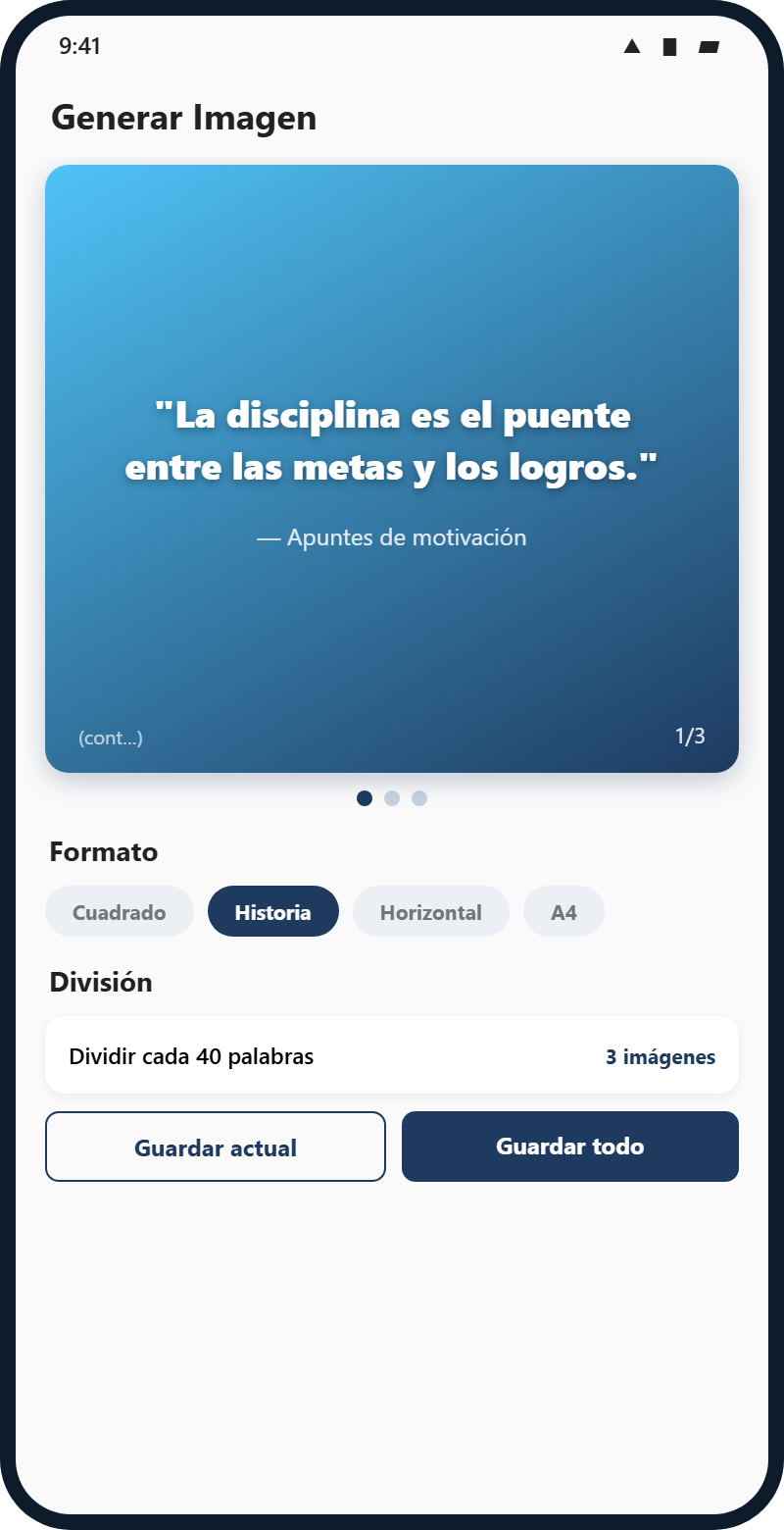 Conversión de una nota a imagen en Mi Apunte